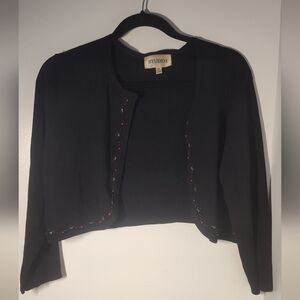 Studio Black Cardigan with Beaded Detail Size 16 #655